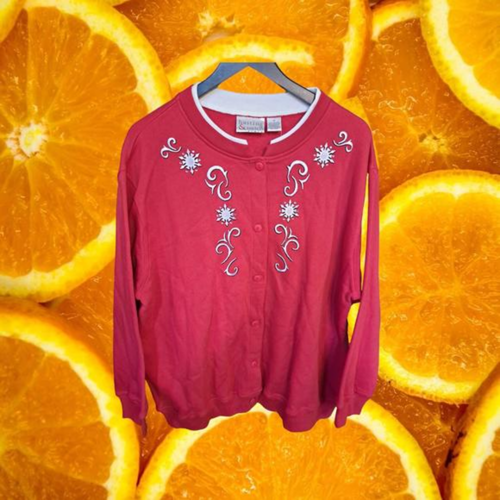 New Grandma Chic Hasting & Smith Red‎ with White Design Sweatshirt Size 1X
